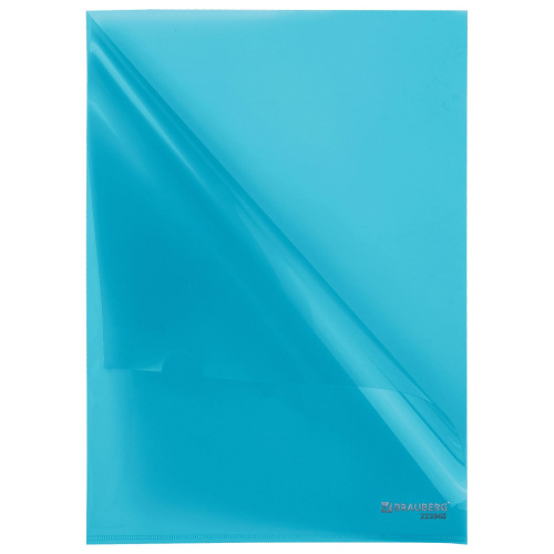 Папка-уголок BRAUBERG, 0,10 мм, синяя фото 3