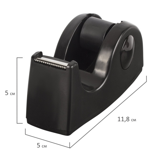 Диспенсер для клейкой ленты BRAUBERG, 11,8х5х5 см, настольный, утяжеленный, средний, черный фото 3