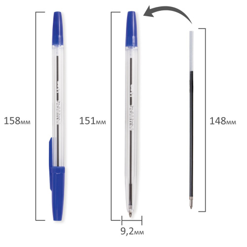 Ручка шариковая BRAUBERG "Line", корпус прозрачный, узел 1 мм, линия письма 0,5 мм, синяя фото 5
