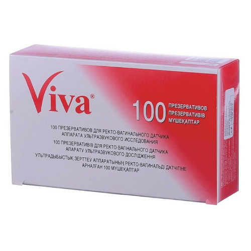 Презервативы для УЗИ VIVA, 100 шт., 210х28 мм, без накопителя, гладкие, без смазки