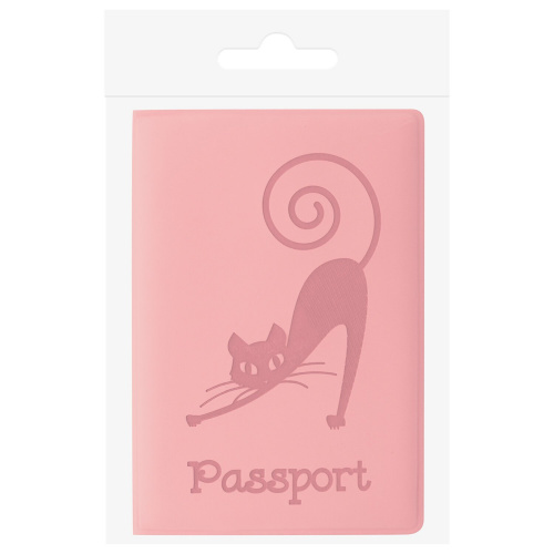 Обложка для паспорта STAFF "Кошка", мягкий полиуретан, персиковая фото 6