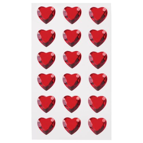 Стразы самоклеящиеся ОСТРОВ СОКРОВИЩ "Сердце", красные, 16 мм, 18 шт., на подложке фото 4