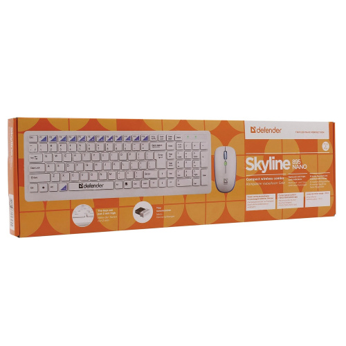 Набор беспроводной DEFENDER Skyline 895, клавиатура, мышь, белый фото 4