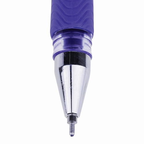 Ручка гелевая с грипом CROWN "Hi-Jell Needle Grip", линия письма 0,5 мм, синяя фото 6