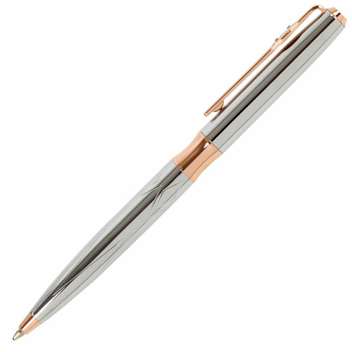 Ручка подарочная шариковая GALANT "NUANCE SILVER", корпус серебристый, детали розовое золото, синяя фото 10