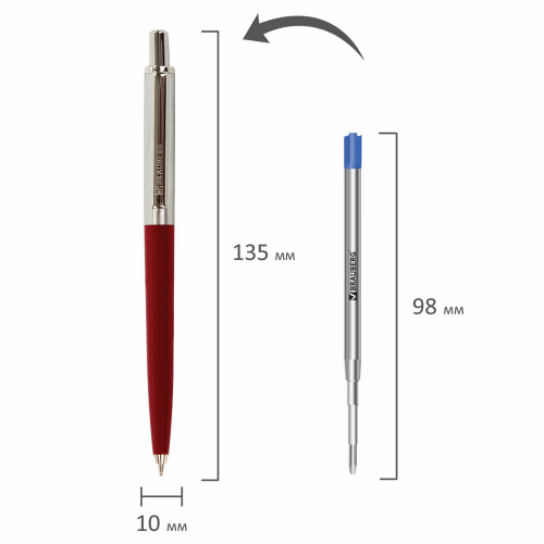 Ручка подарочная шариковая BRAUBERG Soprano, корпус серебристый с бордовым, 0,5 мм, синяя фото 10