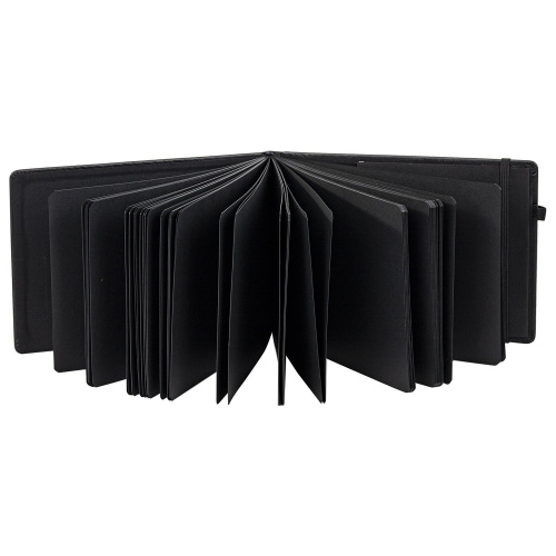 Скетчбук, черная бумага 140 г/м2 210х148 мм, 80 л., КОЖЗАМ, резинка, карман, BRAUBERG ART, черный фото 7