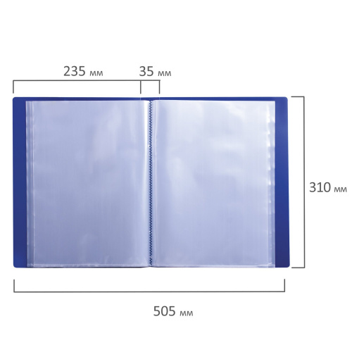 Папка BRAUBERG, 60 вкладышей,  0,8 мм, стандарт, синяя фото 3