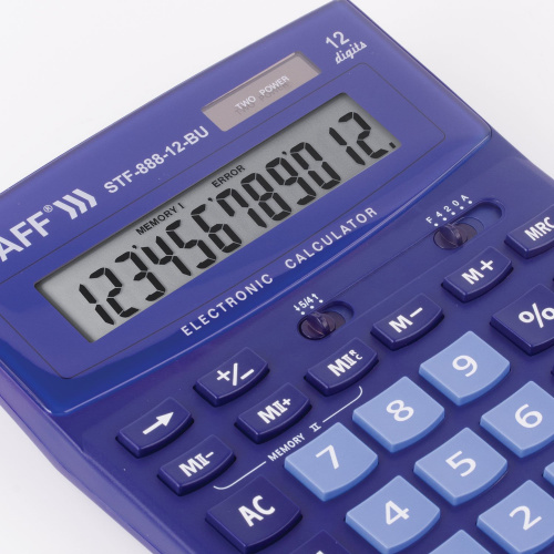 Калькулятор настольный STAFF, 200х150 мм, 12 разрядов, двойное питание, синий фото 6