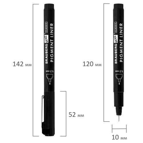 Капиллярные ручки линеры 6 шт. черные, 0,2/0,25/0,3/0,35/0,45/0,7 мм, BRAUBERG ART CLASSIC, 143942 фото 4