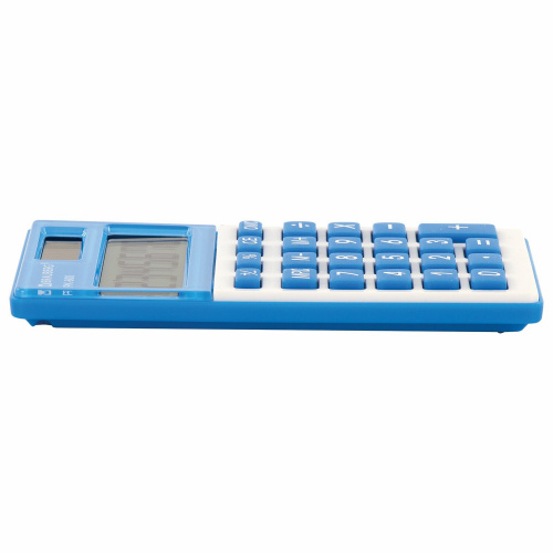 Калькулятор карманный BRAUBERG, 107x64 мм, 8 разрядов, двойное питание, синий фото 5