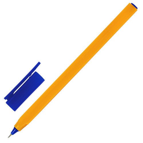 Ручка шариковая масляная STAFF EVERYDAY, трехгранная, корпус оранжевый, синяя фото 3
