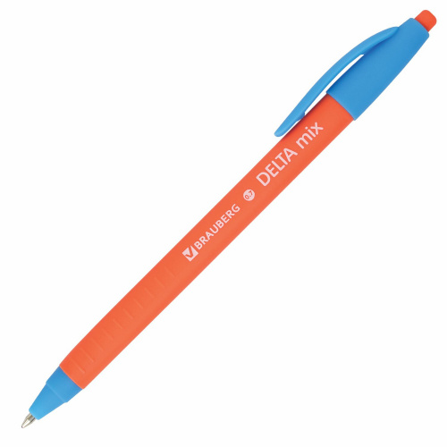 Ручка шариковая масляная автоматическая BRAUBERG "Delta Mix", линия письма 0,35 мм, синяя фото 9