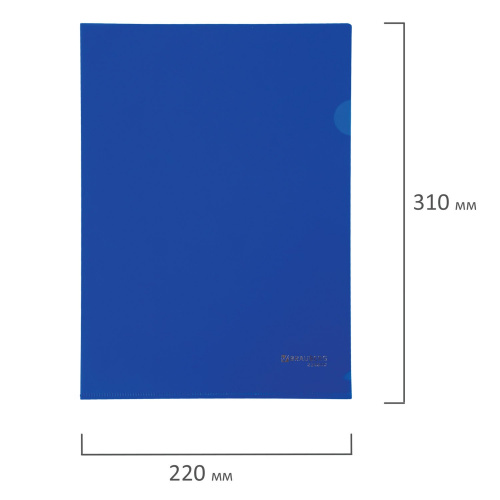 Папка-уголок жесткая, непрозрачная BRAUBERG, 0,15 мм, синяя фото 7