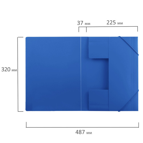 Папка на резинках BRAUBERG "Office", до 300 листов, 500 мкм, синяя фото 8