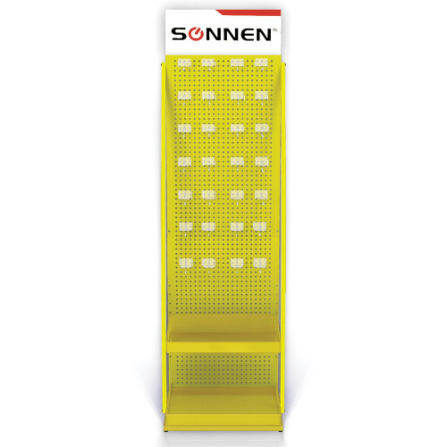 Стойка для размещения товара напольная SONNEN, 205x60x50 см, 25 крючков, 2 полки, металл фото 2