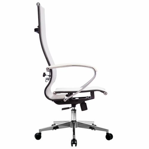 Кресло офисное МЕТТА "К-7" хром, прочная сетка, сиденье и спинка регулируемые, белое фото 6