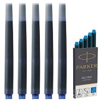 Картриджи чернильные PARKER "Cartridge Quink", 5 шт., смываемые чернила, синие