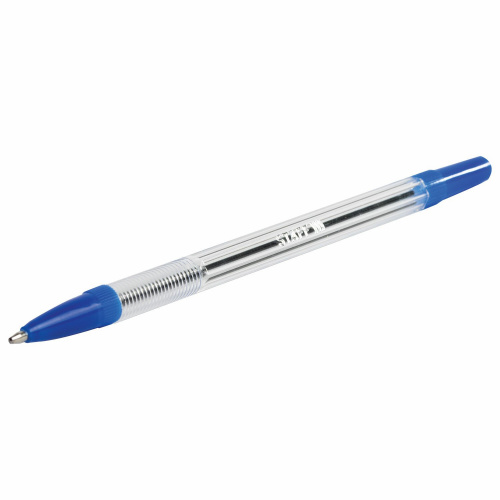 Ручка шариковая STAFF "Basic BP-03", корпус прозрачный, узел 1 мм, линия письма 0,5 мм, синяя фото 5