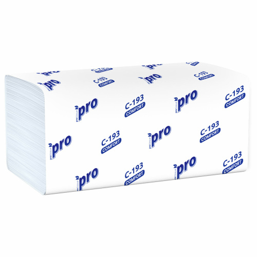 Полотенца бумажные 250 шт., PROtissue (H3) COMFORT, 1-слойные, белые, КОМПЛЕКТ 20 пачек, 22x21, V-сложение, C193 фото 3