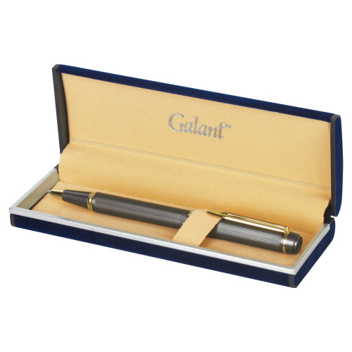 Ручка подарочная шариковая GALANT "Dark Chrome", корпус матовый хром, золотистые детали, синяя фото 7