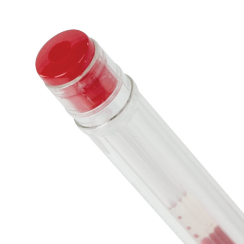 Ручка гелевая STAFF "Basic", красная, корпус прозрачный, хромированные детали, линия письма 0,35 мм фото 5
