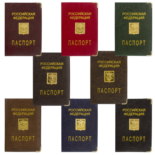 Обложка для паспорта STAFF, металлический шильд с гербом, ПВХ, ассорти