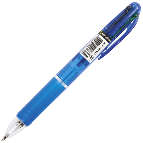 Ручка шариковая автоматическая с грипом BRAUBERG "Spectrum", 4 цвета, линия письма 0,35 мм фото 2
