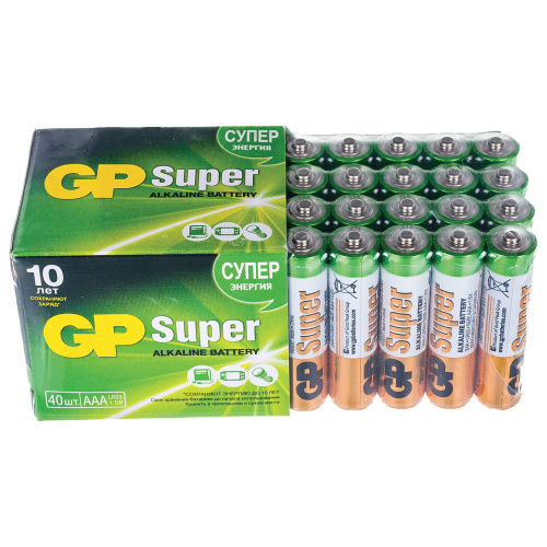 Батарейки GP Super, AAA, 40 шт, алкалиновые, мизинчиковые фото 3