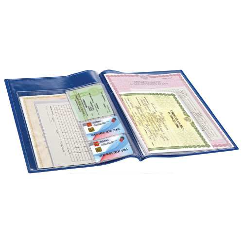 Папка для семейных документов с файлами STAFF, 12 отделений, ПВХ, синяя фото 6