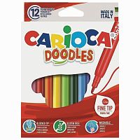 Фломастеры CARIOCA "Doodles", 12 цветов, суперсмываемые