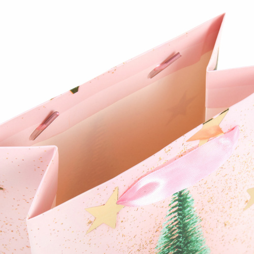 Пакет подарочный (1 штука) новогодний 18x10x23 см, ЗОЛОТАЯ СКАЗКА "Pink Ivory", фольга, 608234 фото 4