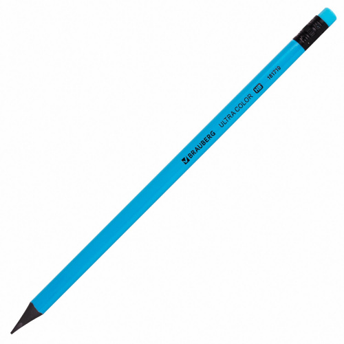 Набор карандашей чернографитных BRAUBERG "ULTRA COLOR" 12 шт., HB, с ластиком, пластиковые фото 5