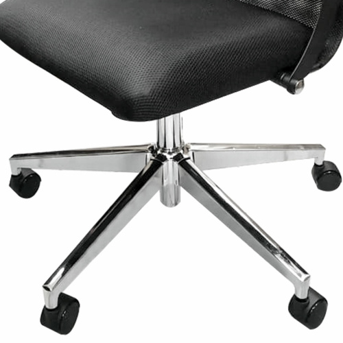 Кресло офисное МЕТТА "К-6" хром, рецик. кожа, сиденье и спинка мягкие, черное фото 6