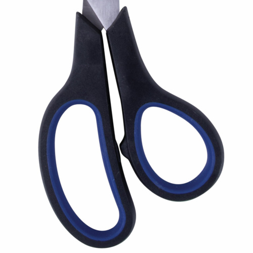 Ножницы BRAUBERG "Soft Grip", 190 мм, резиновые вставки, 3-х сторонняя заточка, черно-синие фото 6