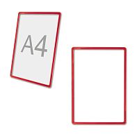 Рамка для ценников, рекламы и объявлений NO NAME, А4, красная, без защитного экрана