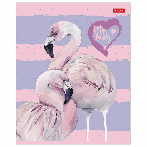 Тетрадь HATBER "Фламинго", 18 л., скоба, клетка, обложка картон, тиснение фото 7
