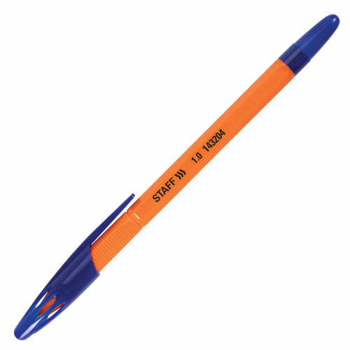 Ручка шариковая масляная STAFF "X-100", корпус оранжевый, линия письма 0,7 мм, синяя фото 2