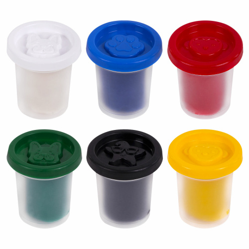 Пластилин-тесто для лепки BRAUBERG KIDS, 6 цветов, 300 г, яркие классические цвета, крышки-штампики фото 6
