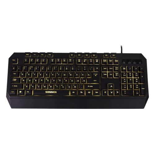 Клавиатура проводная игровая SONNEN KB-7700, USB, 104 клавиши + 10 программир клавиш, RGB, черная фото 4