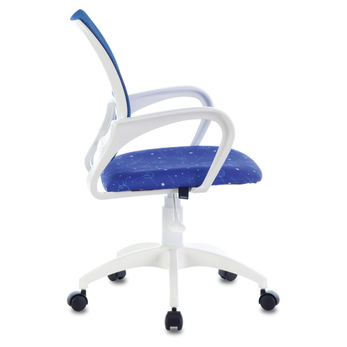 Кресло BRABIX "Fly MG-396W", с подлокотниками, пластик белый, сетка, темно-синее с рисунком фото 10
