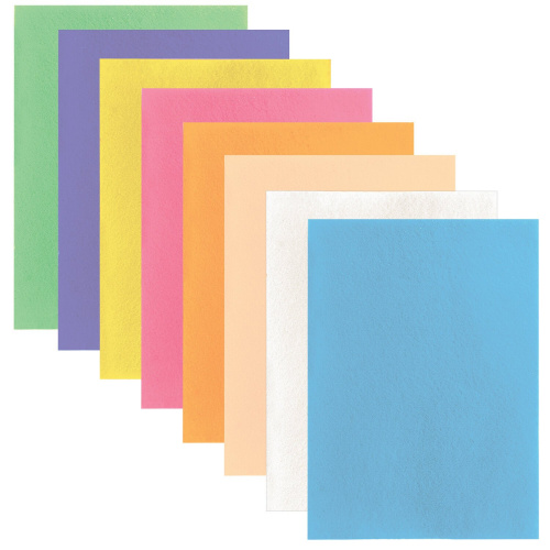 Цветной фетр для творчества ОСТРОВ СОКРОВИЩ, А4, 8 листов, 8 цветов, толщина 2 мм, пастель фото 2