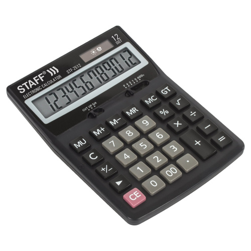 Калькулятор настольный STAFF STF-2512, 170х125 мм, 12 разрядов, двойное питание фото 8