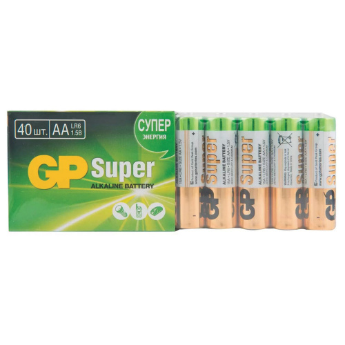 Батарейки GP Super, AA, 40 шт, алкалиновые, пальчиковые