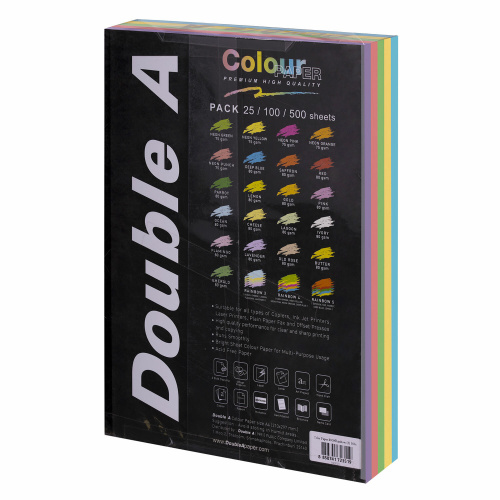 Бумага цветная DOUBLE A, А4, 80 г/м2, 500 л. (5 цветов x 100 листов), микс пастель фото 6