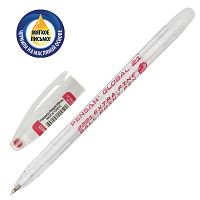Ручка шариковая масляная PENSAN "Global-21", корпус прозрачный, линия письма 0,3 мм, красная