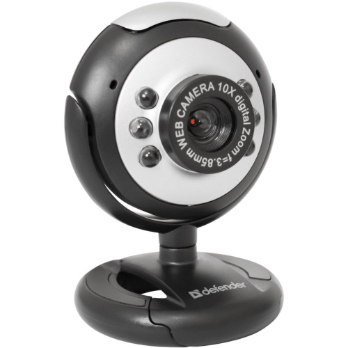 Веб-камера DEFENDER, 0,3 Мп, микрофон, USB 2.0/1.1+3.5 мм jack, подсветка, черная