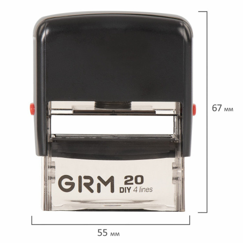 Штамп самонаборный GRM, 4-строчный, оттиск 38х14 мм, синий, без рамки, кассы в комплекте фото 5