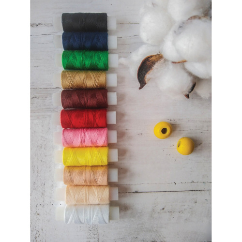 Набор швейных ниток ОСТРОВ СОКРОВИЩ, 11 цветов по 120 м, армированные фото 3