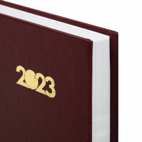 Ежедневник датированный на 2023 STAFF, 145х215 мм, А5, обложка бумвинил, бордовый фото 9